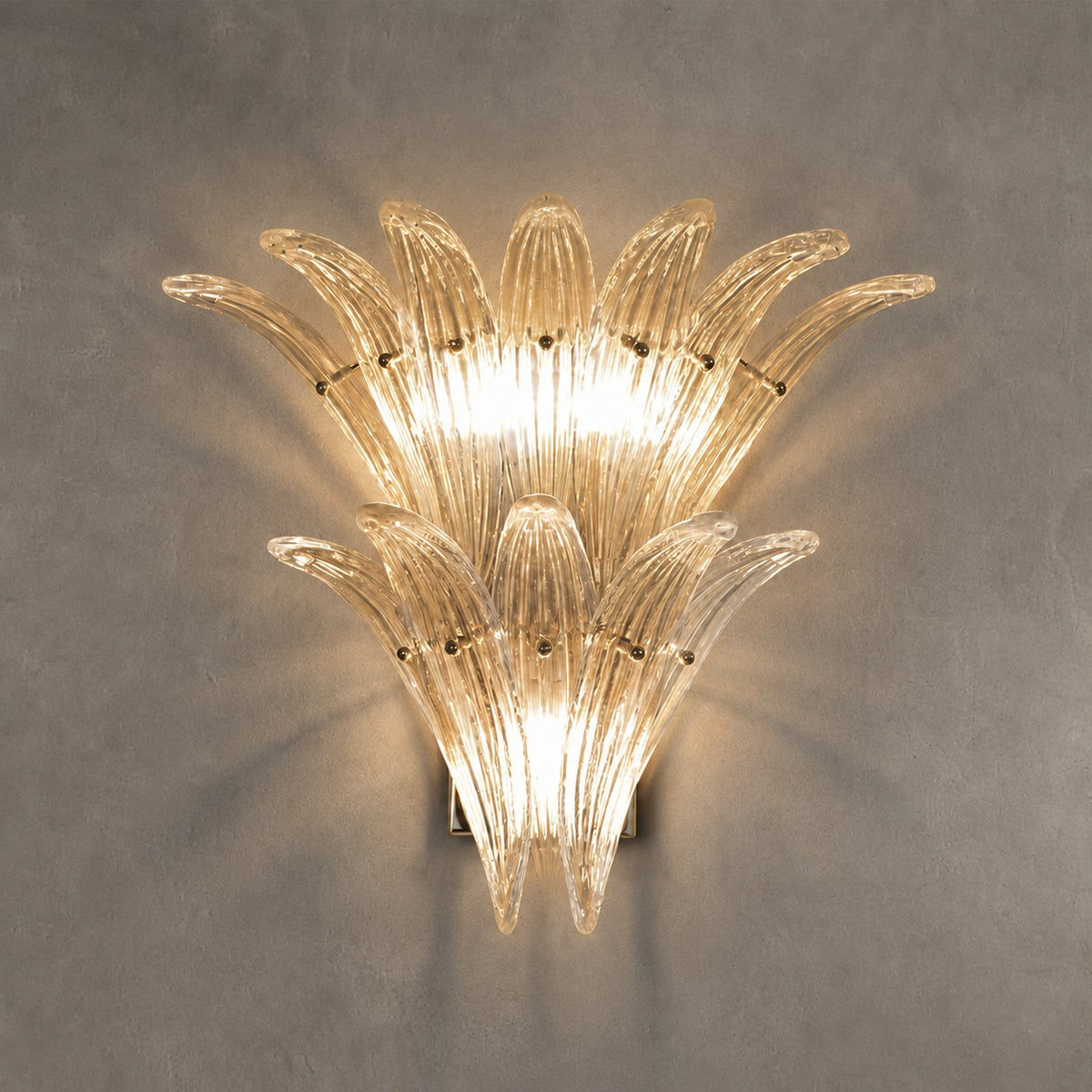 Wall Sconce Two-Tier Glass Leaf Style