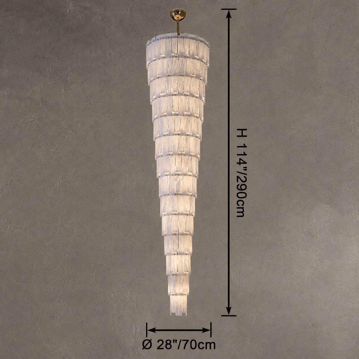 Long Cascading Alabaster Staircase Chandelier