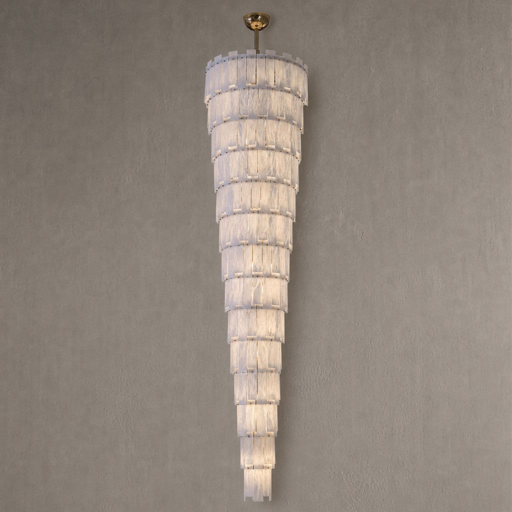 Long Cascading Alabaster Staircase Chandelier
