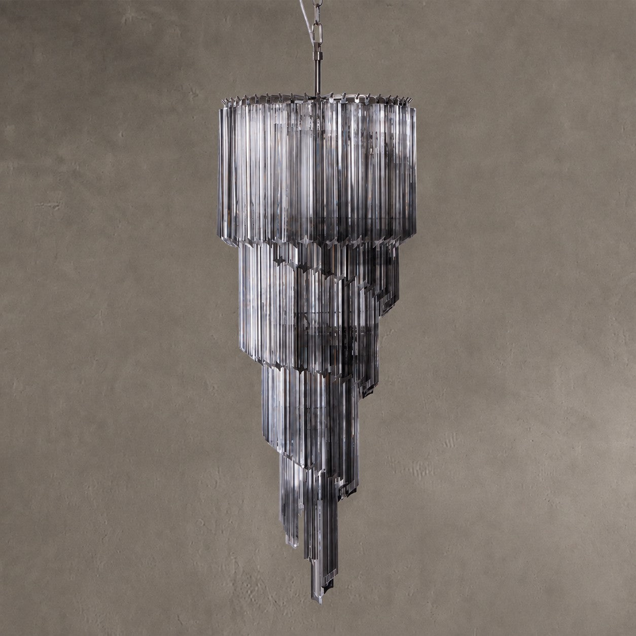 Chandelier Lucente Noir Spiral Grey Glass Nickel