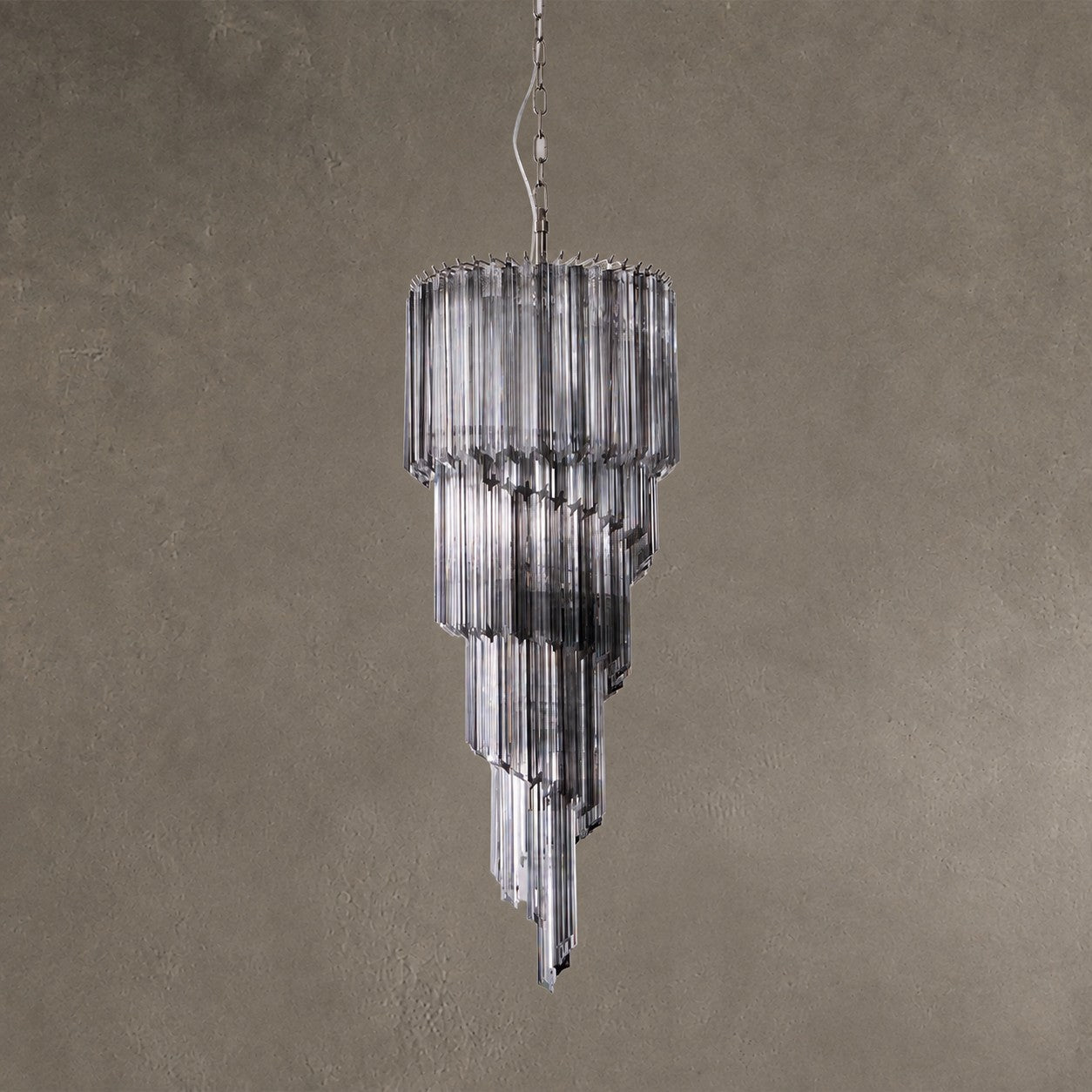 Chandelier Lucente Noir Spiral Grey Glass Nickel