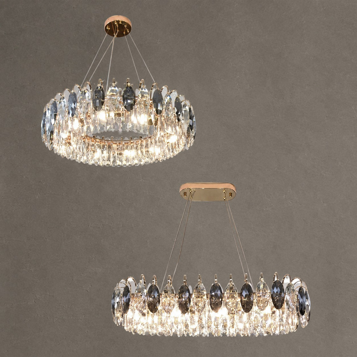 Luxurious K9 Crystal Chandelier in Brass/Silver Finish | Modern Ceiling Light Fixtures