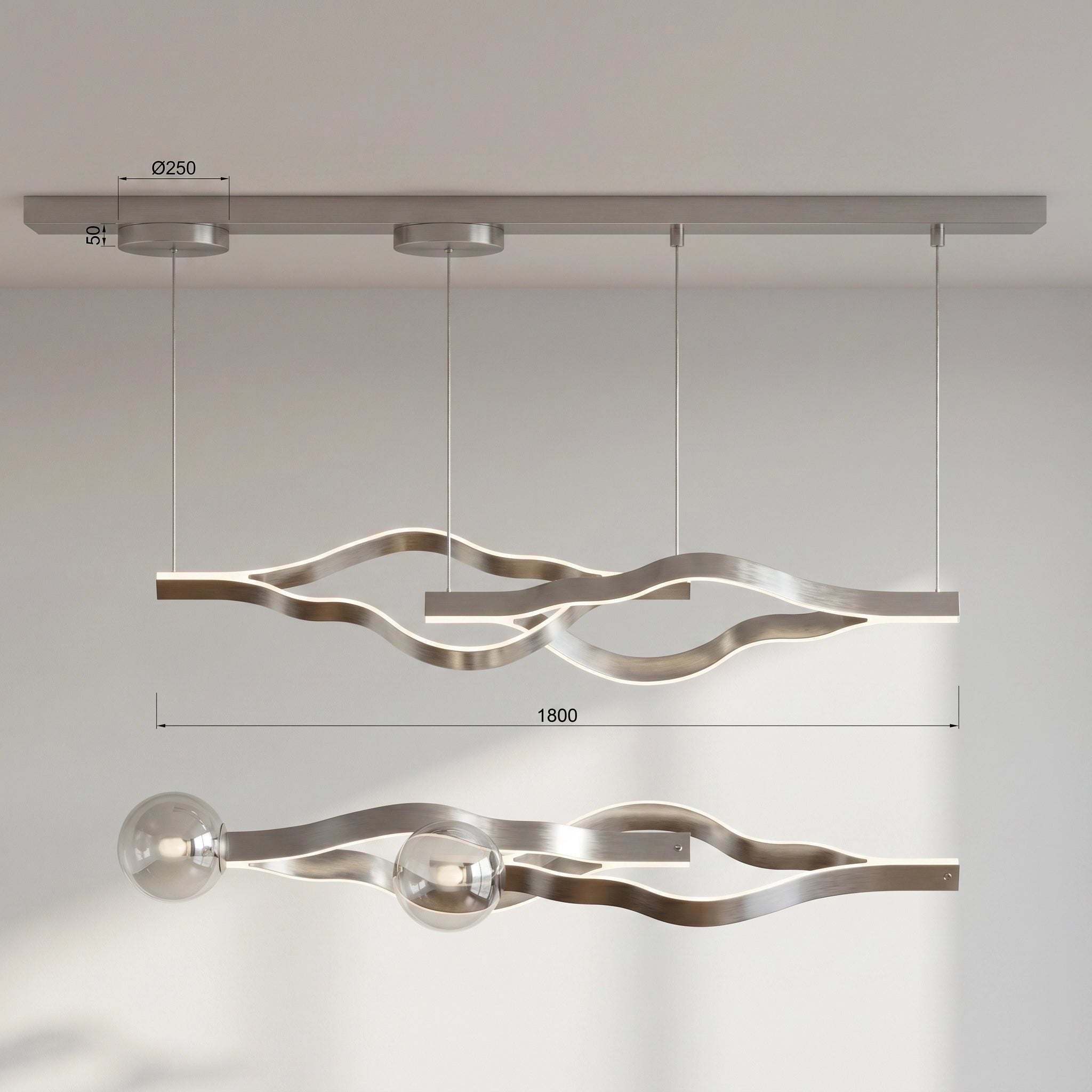 Modern Simple Aluminum Waving Chandelier