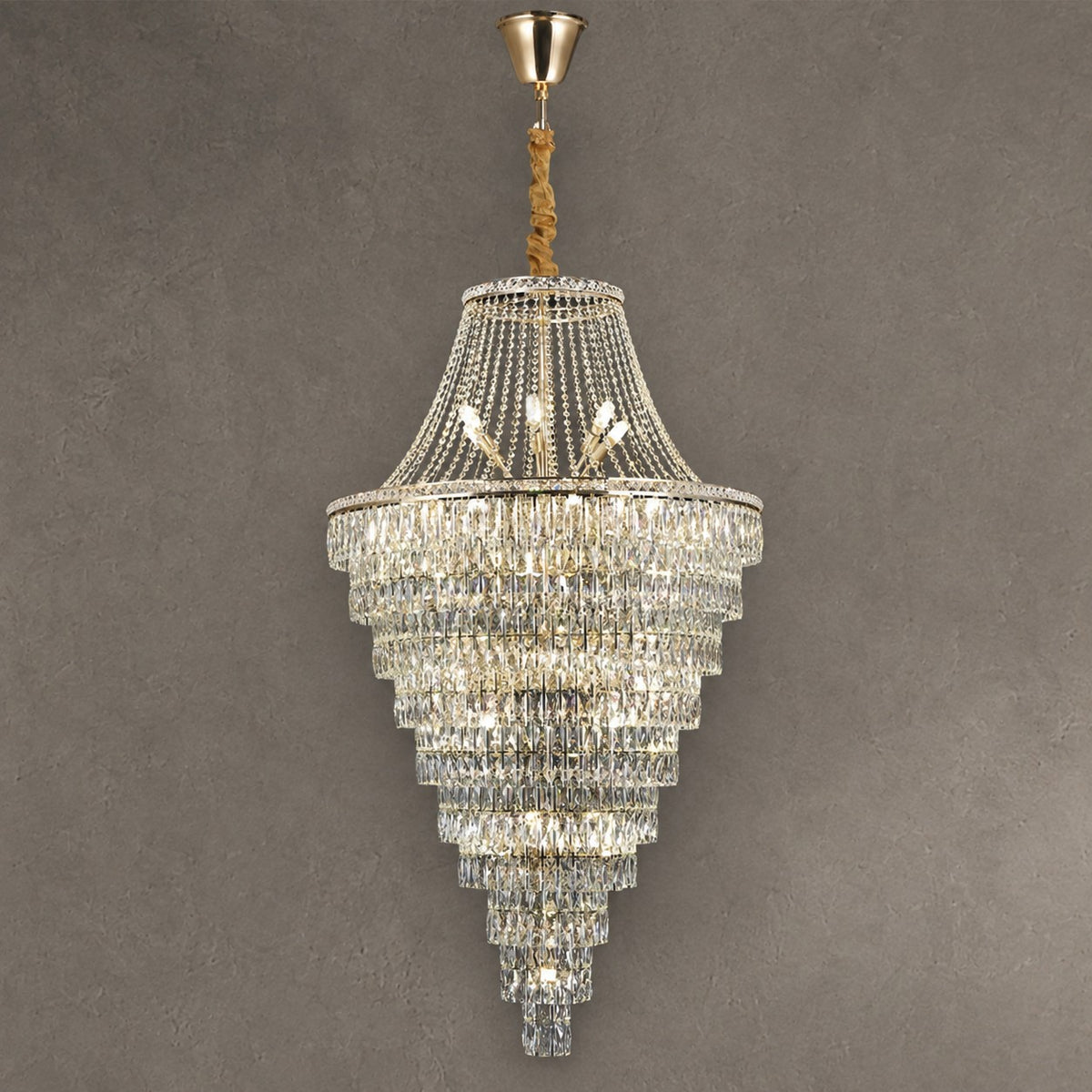 Magnificent Extra Large Foyer Hall Chandelier Tiered Crystal Ceiling Lighting Fixture For Living Room Decor