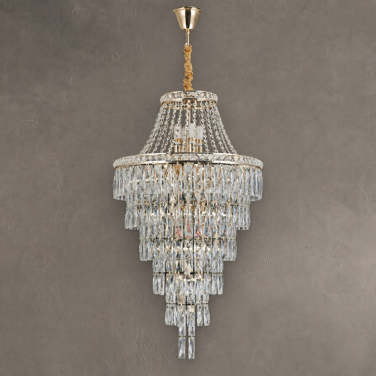 Magnificent Extra Large Foyer Hall Chandelier Tiered Crystal Ceiling Lighting Fixture For Living Room Decor