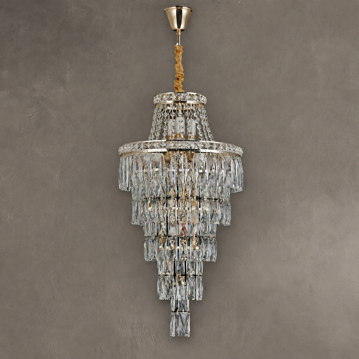 Magnificent Extra Large Foyer Hall Chandelier Tiered Crystal Ceiling Lighting Fixture For Living Room Decor