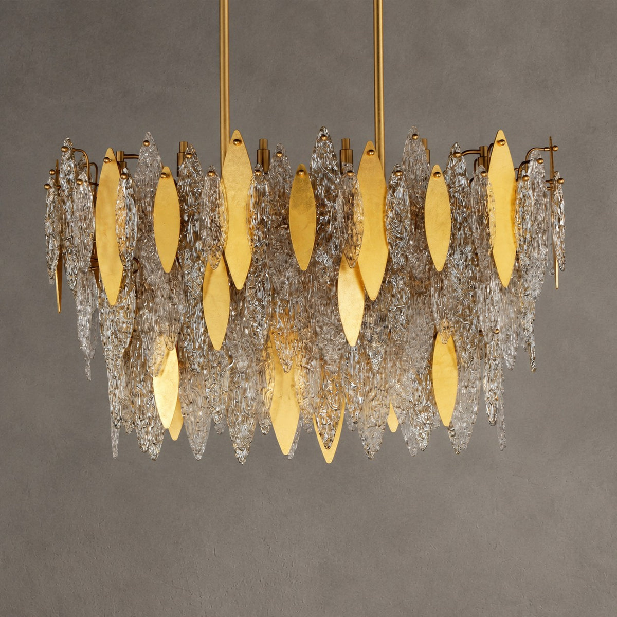 Majestic Gold Leaf Linear Chandelier - 18 Lights, 40 Inch