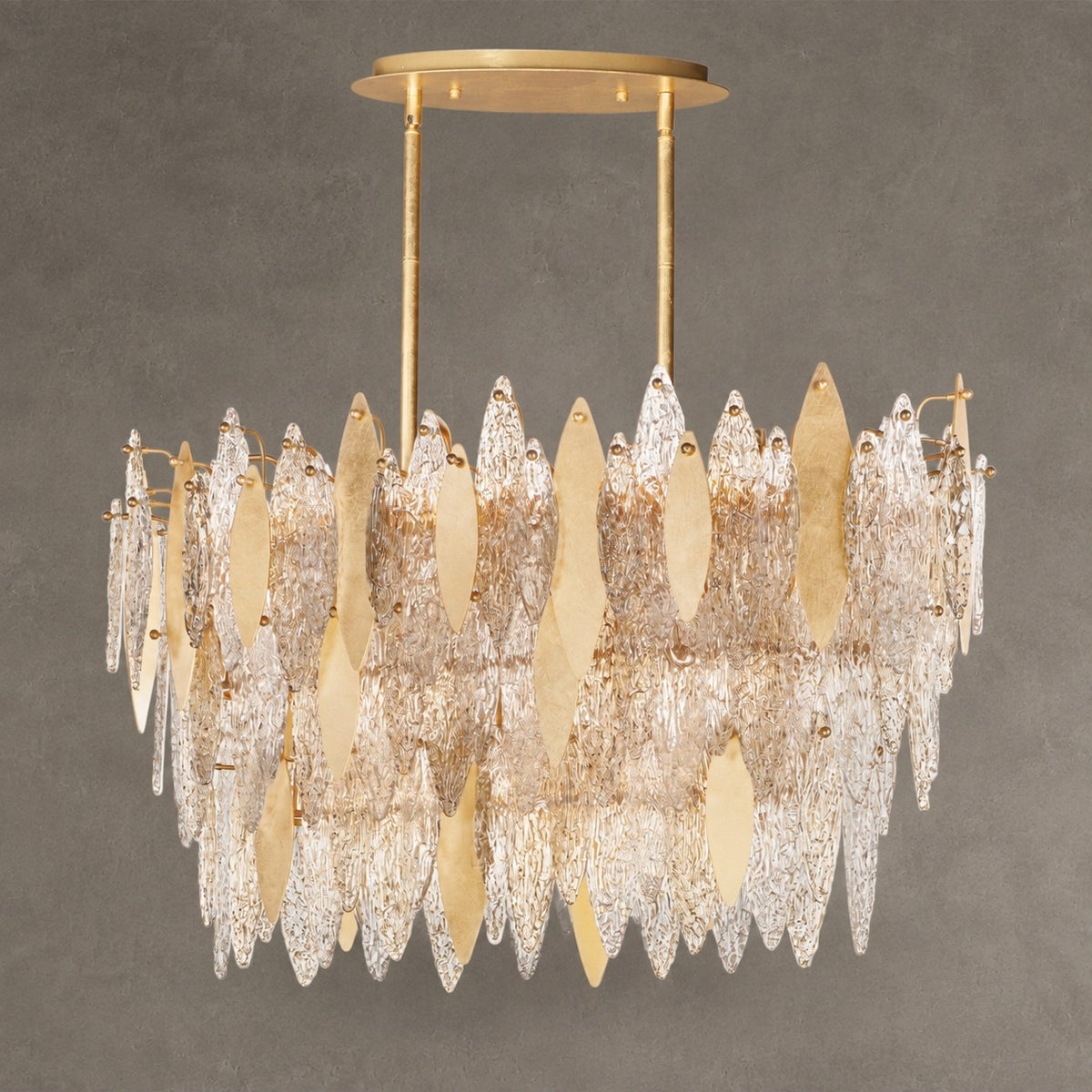 Majestic Gold Leaf Linear Chandelier - 18 Lights, 40 Inch