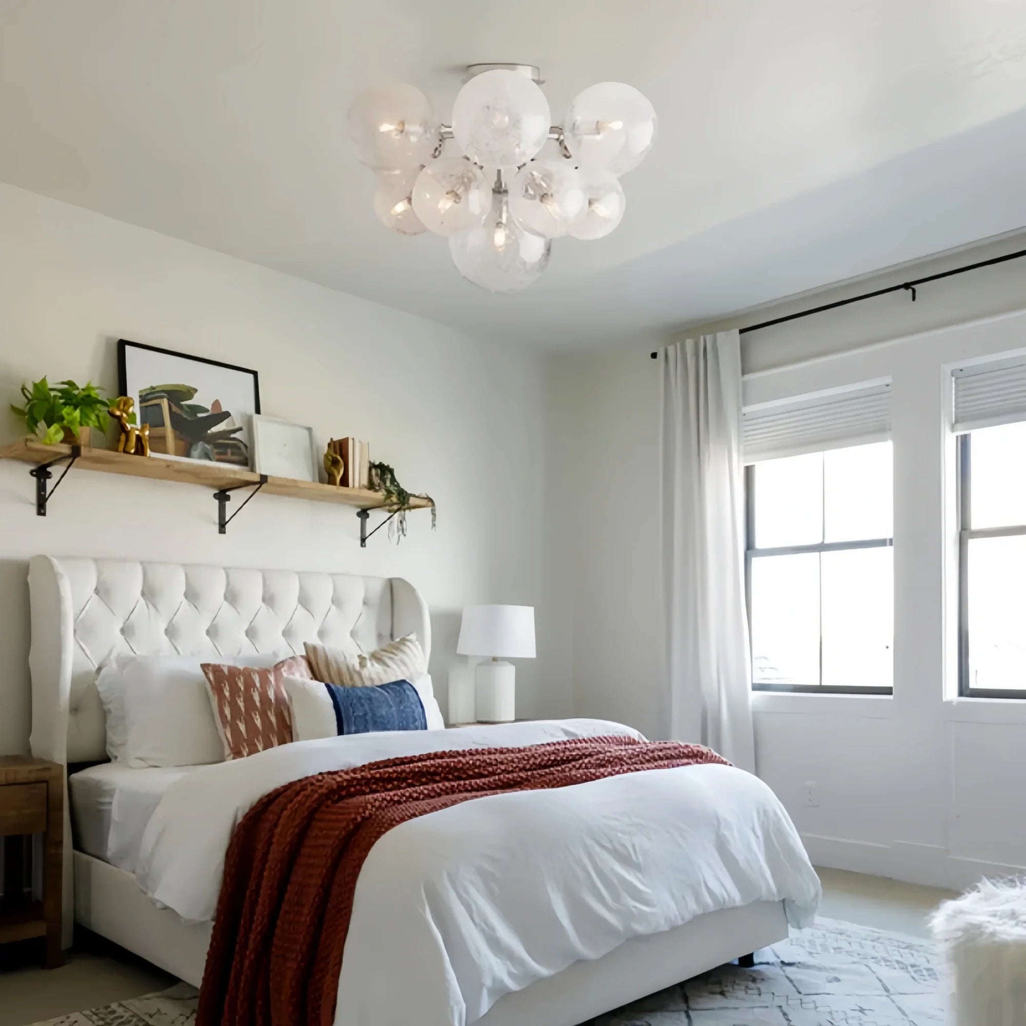 Mandoza Flushmount Hand-Blown Glass Ceiling Light with Brass Finish