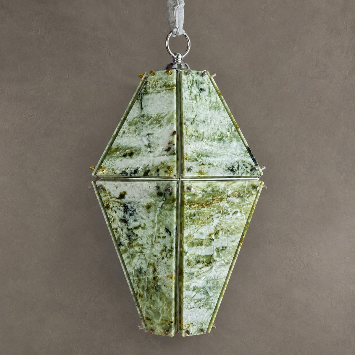 Modern Faceted Green Jade Luxury stone Lantern Chandelier