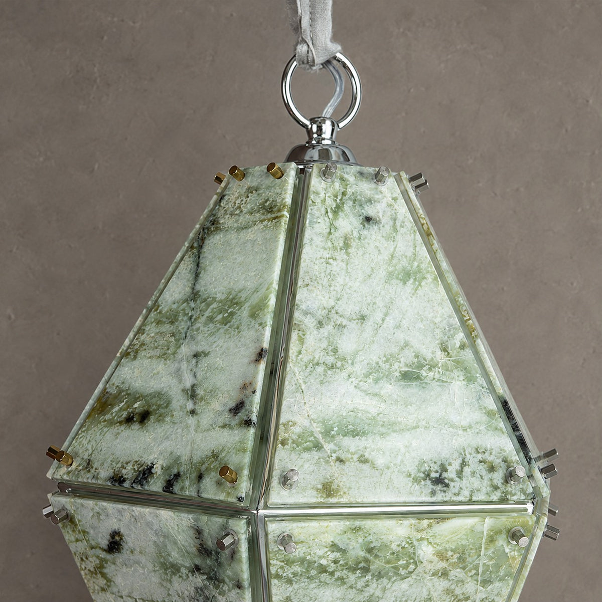 Modern Faceted Green Jade Luxury stone Lantern Chandelier