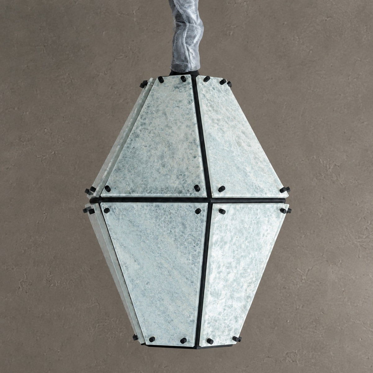 Modern Faceted Green Jade Luxury stone Lantern Chandelier