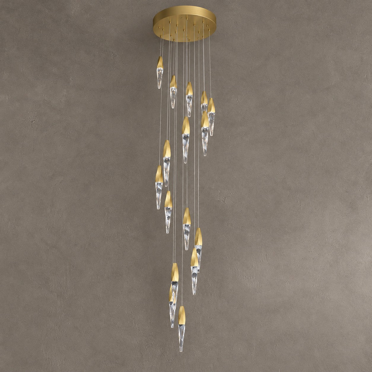 Modern Floating Spiral Crystal Chandelier for High-ceiling