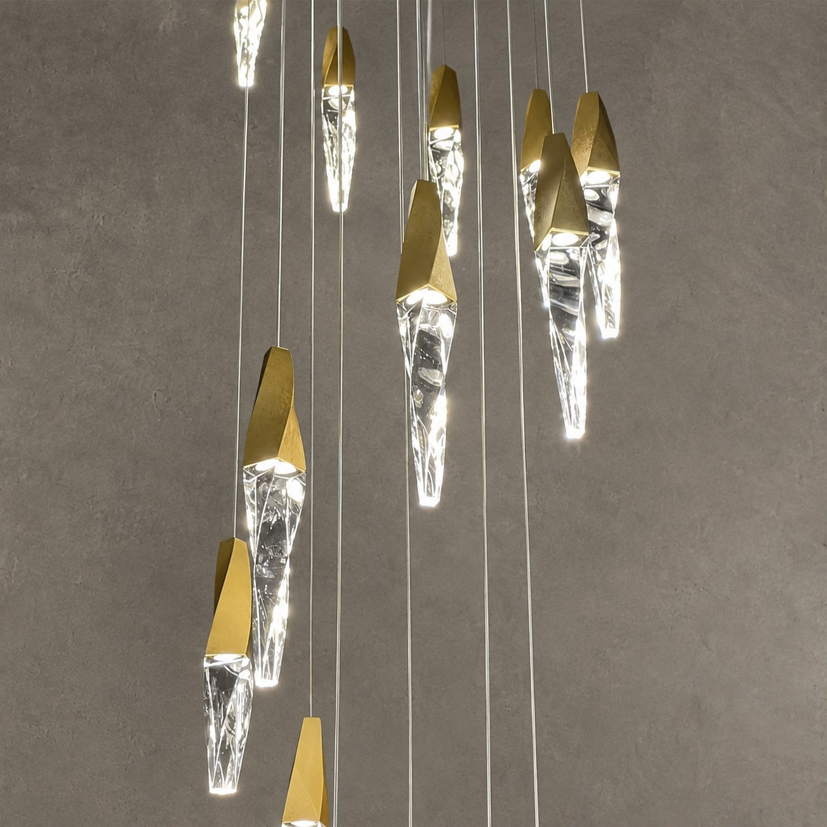 Modern Floating Spiral Crystal Chandelier for High-ceiling