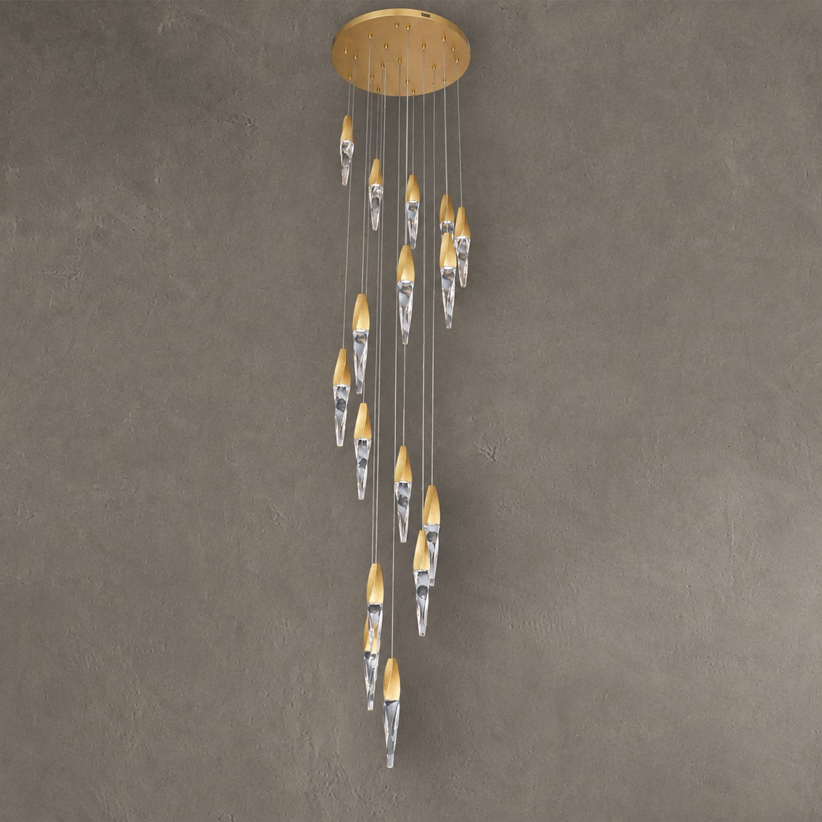Modern Floating Spiral Crystal Chandelier for High-ceiling