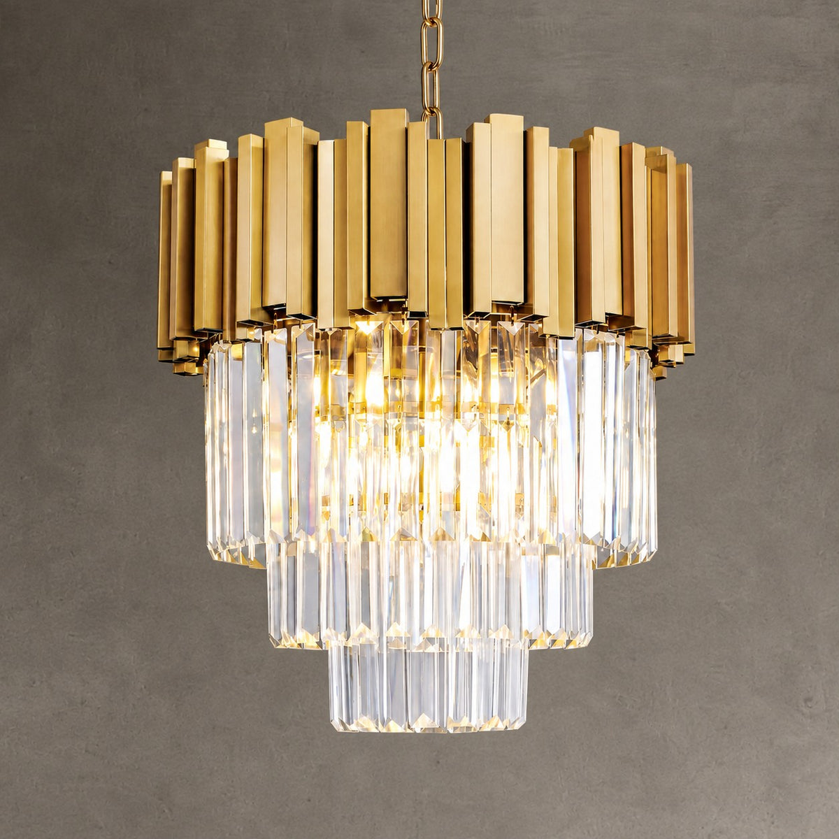Modern Gold 3-Tier K9 Crystal Chandelier