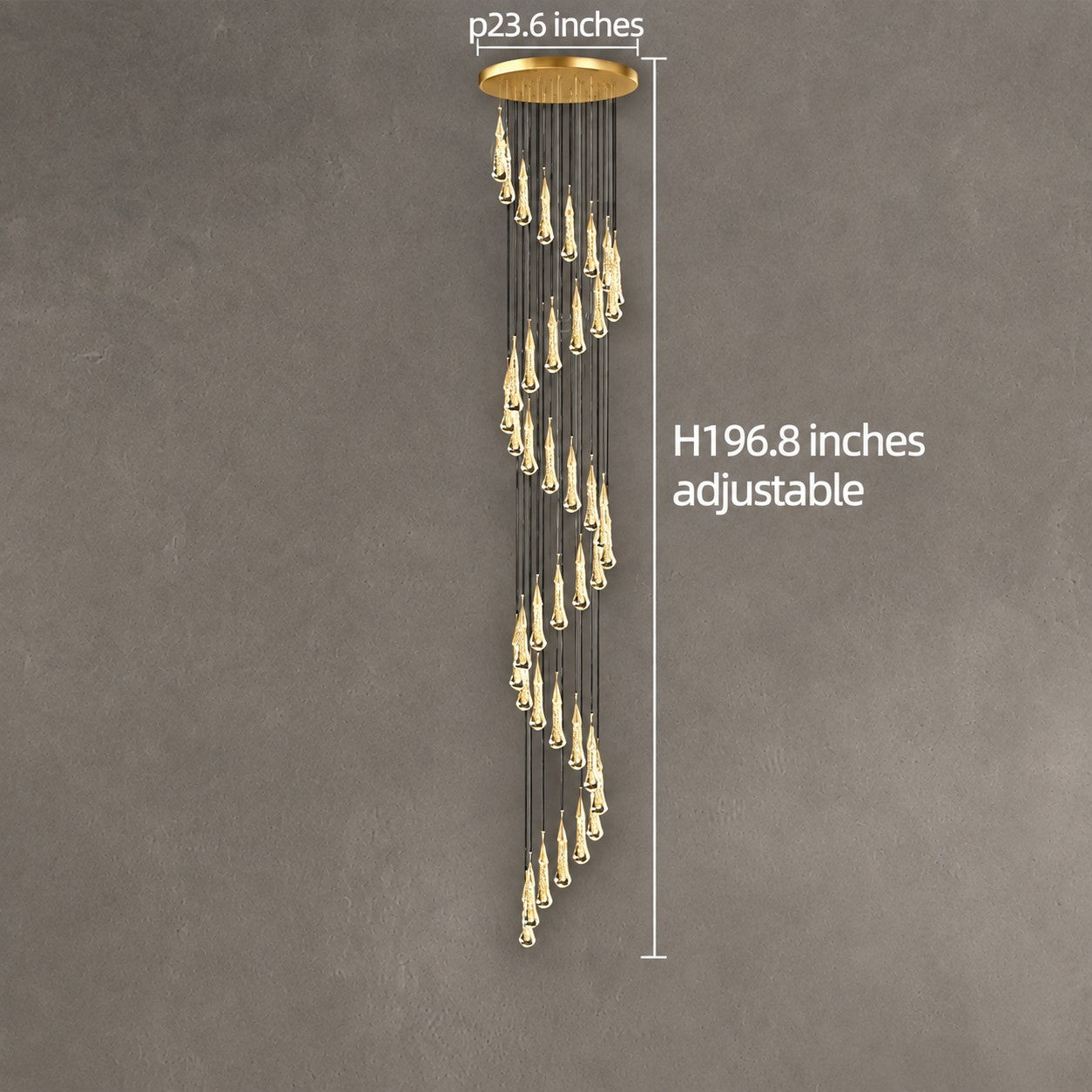 Pendant Light Modern Gold Crystal Cascading Chandelier Aluminum LED 1-48 Heads