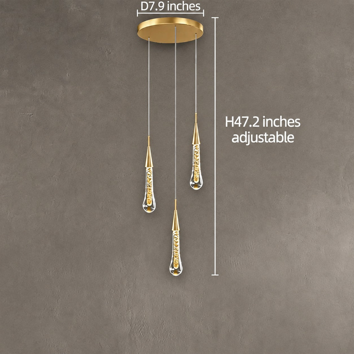 Pendant Light Modern Gold Crystal Cascading Chandelier Aluminum LED 1-48 Heads