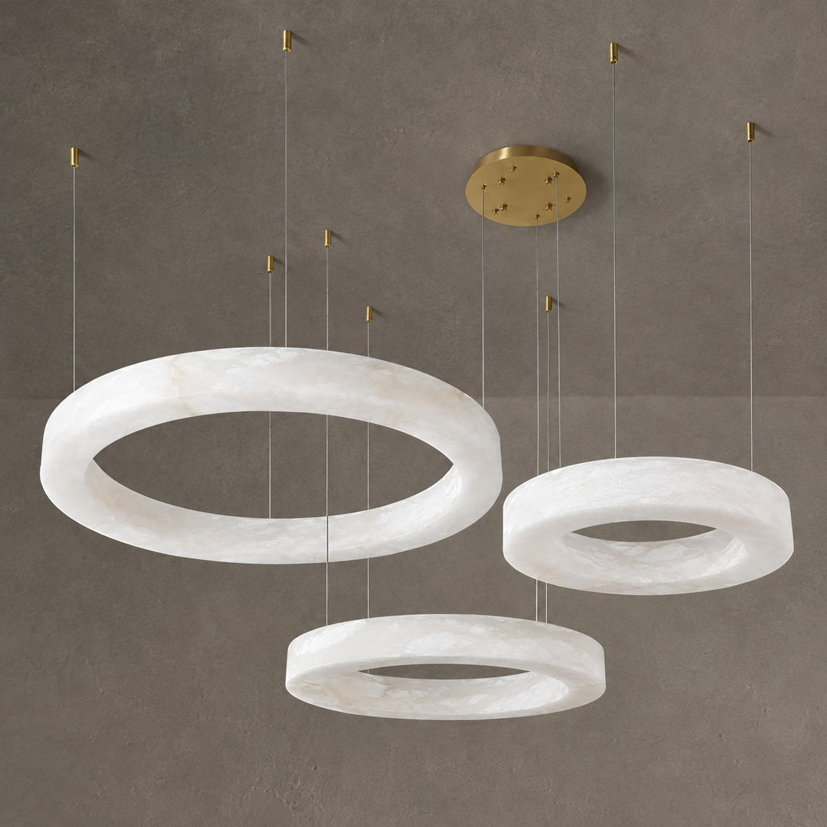 Modern Luxury Alabaster Ring Chandelier, Modern Circular Chandelier