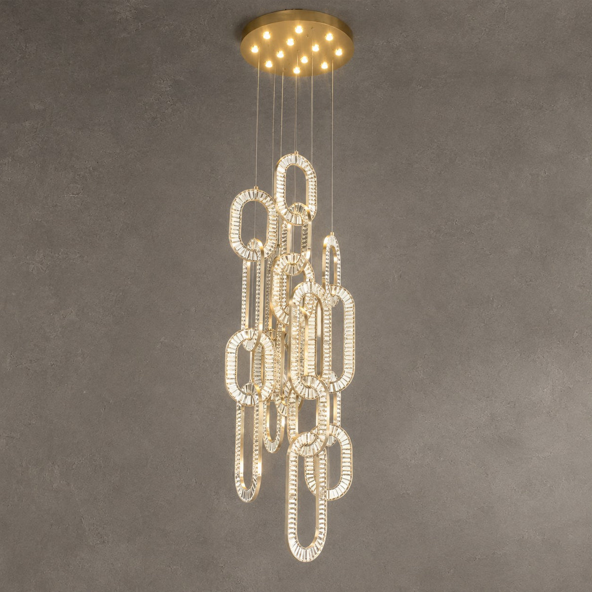 Modern Luxury Crystal Chain Cluster Chandelier for High Ceiling/Dining Room