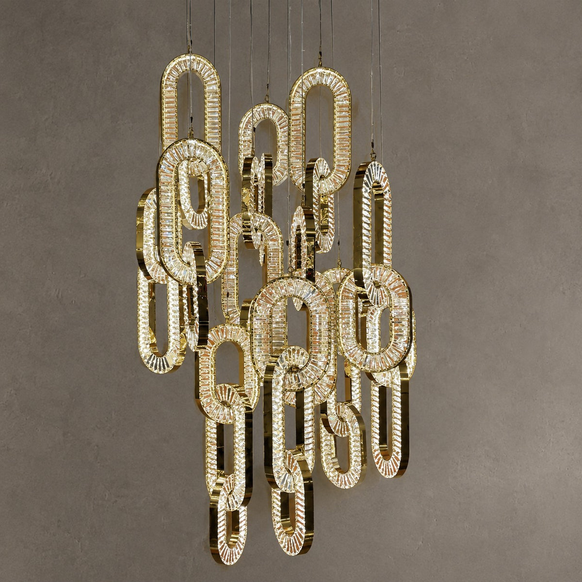 Modern Luxury Crystal Chain Cluster Chandelier for High Ceiling/Dining Room