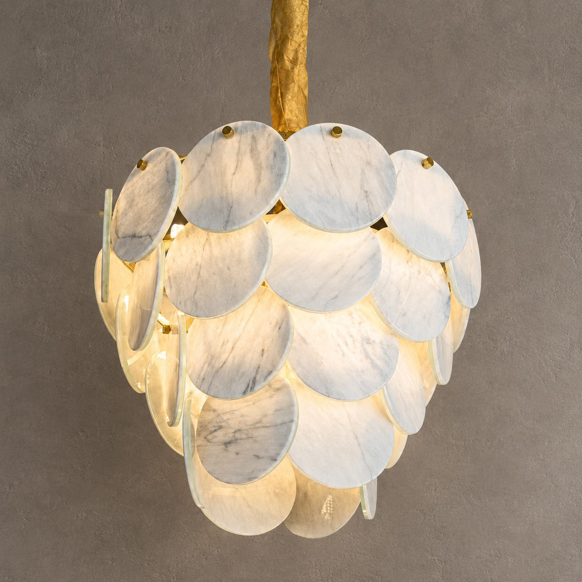 Modern Pearl Mist Gray Luxury stone Petal Chandelier