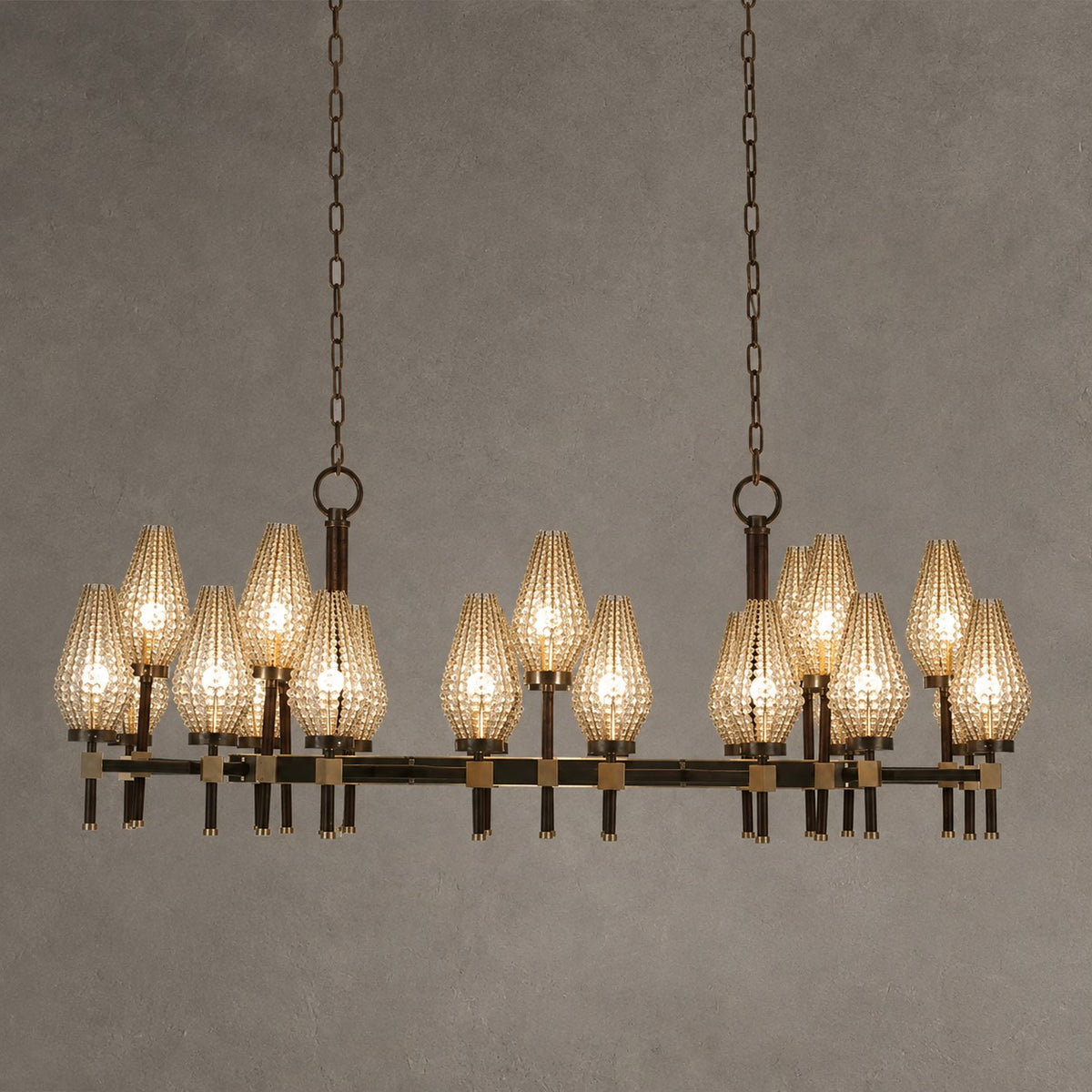 Modern Rectangular Crystal Shade Chandelier for Dining Room