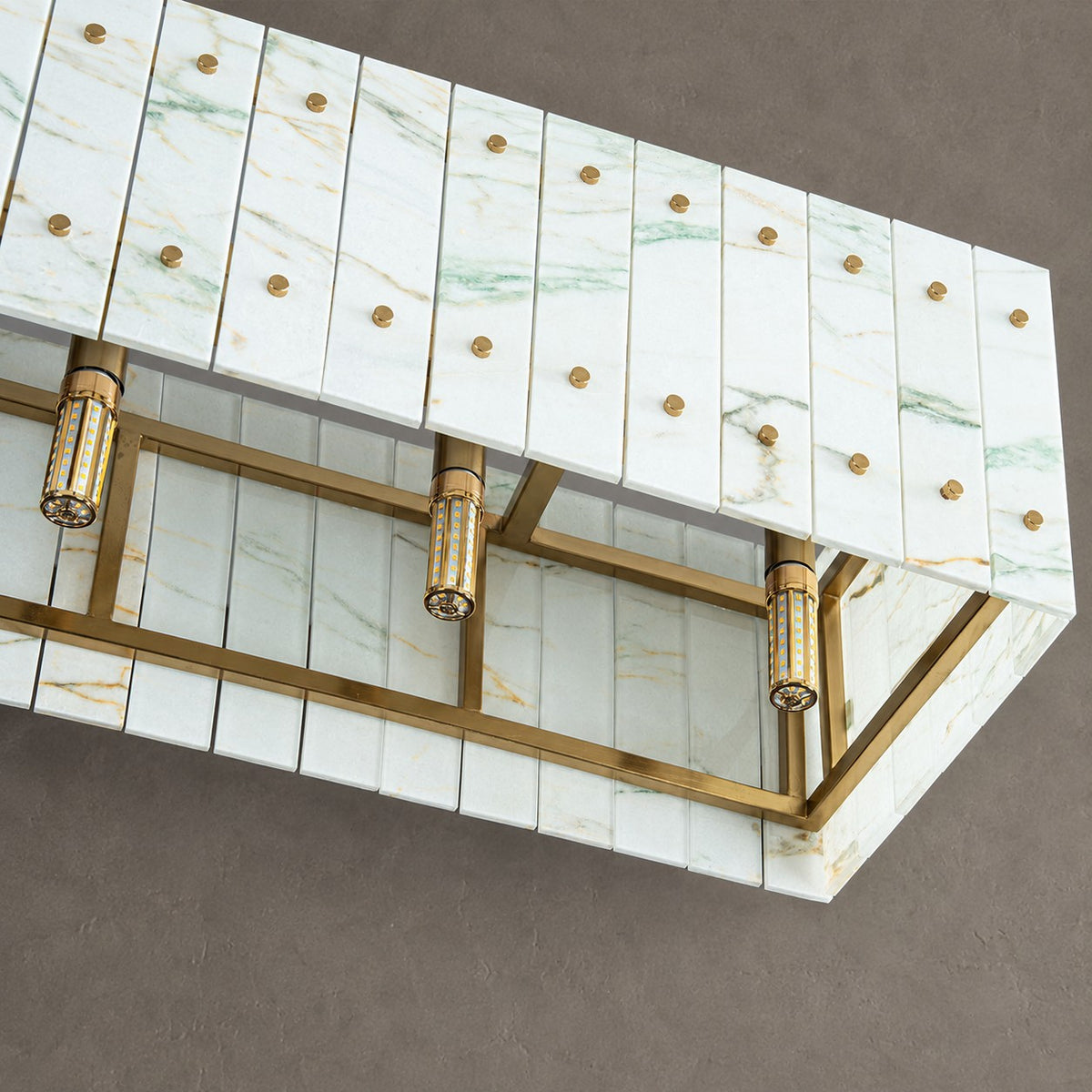 Modern Rectangular Luxury Stone Linear Chandelier