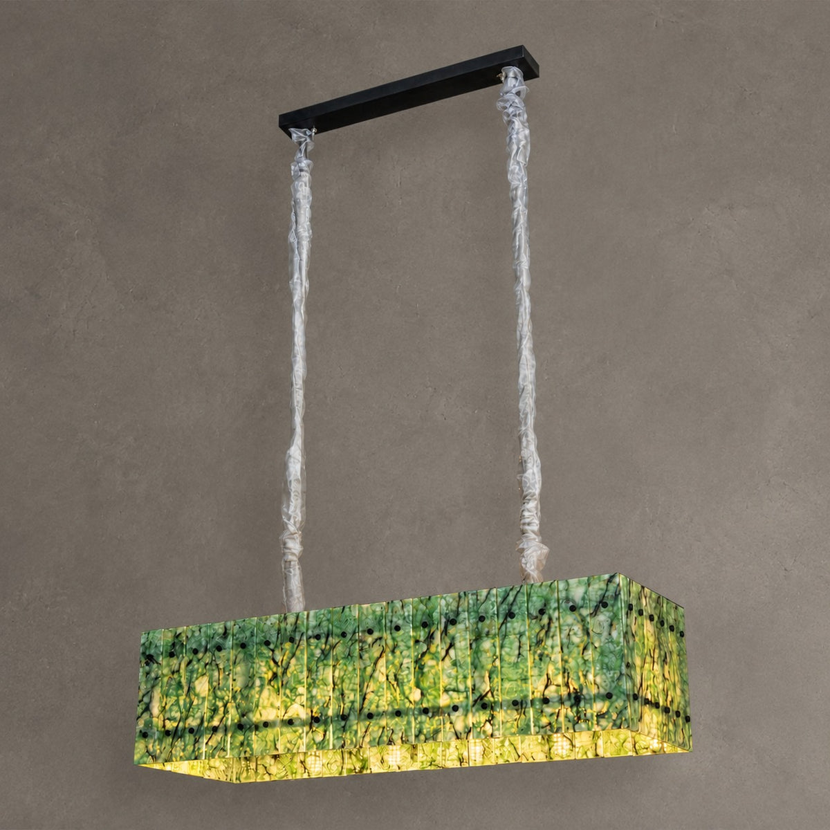 Modern Rectangular Luxury Stone Linear Chandelier