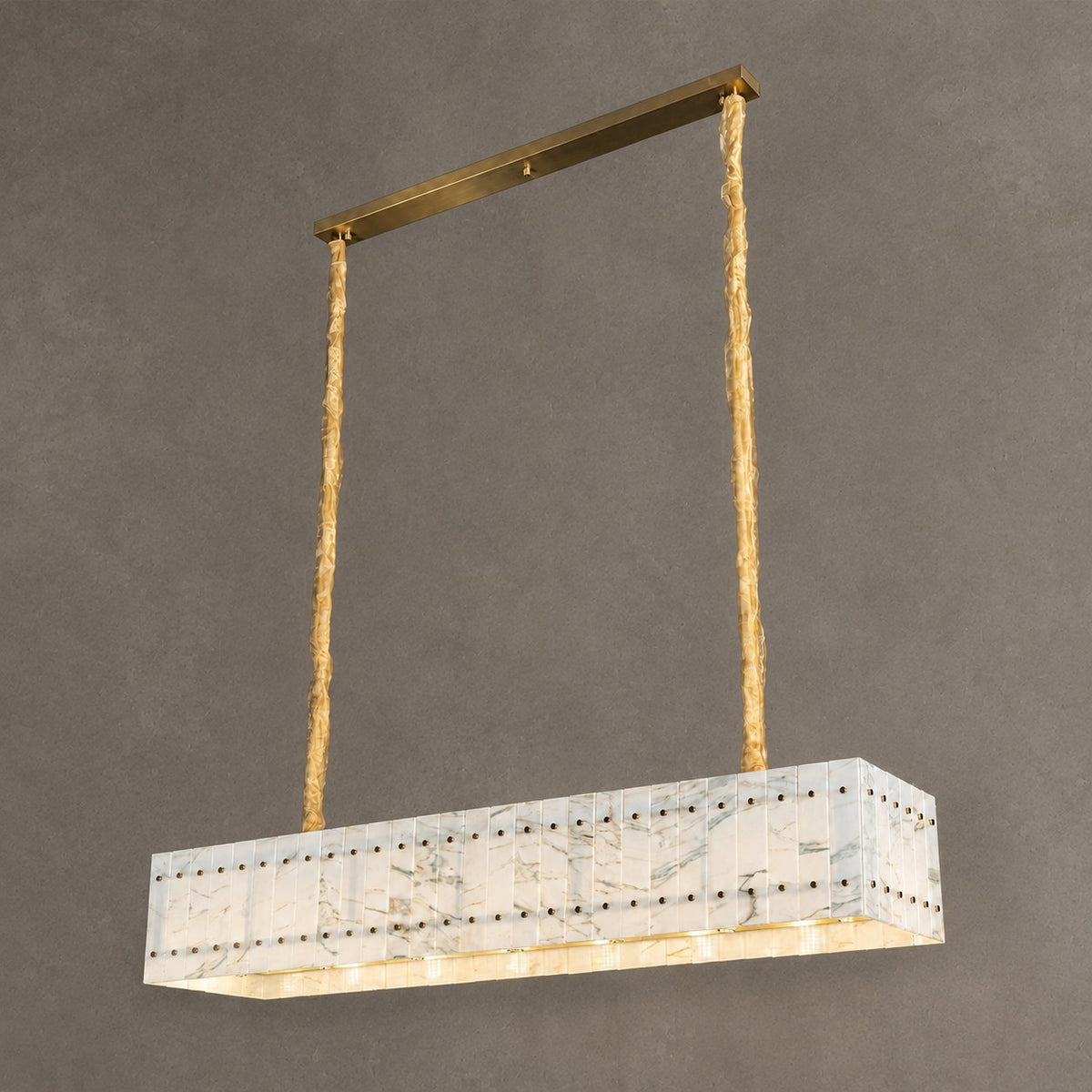 Modern Rectangular Luxury Stone Linear Chandelier