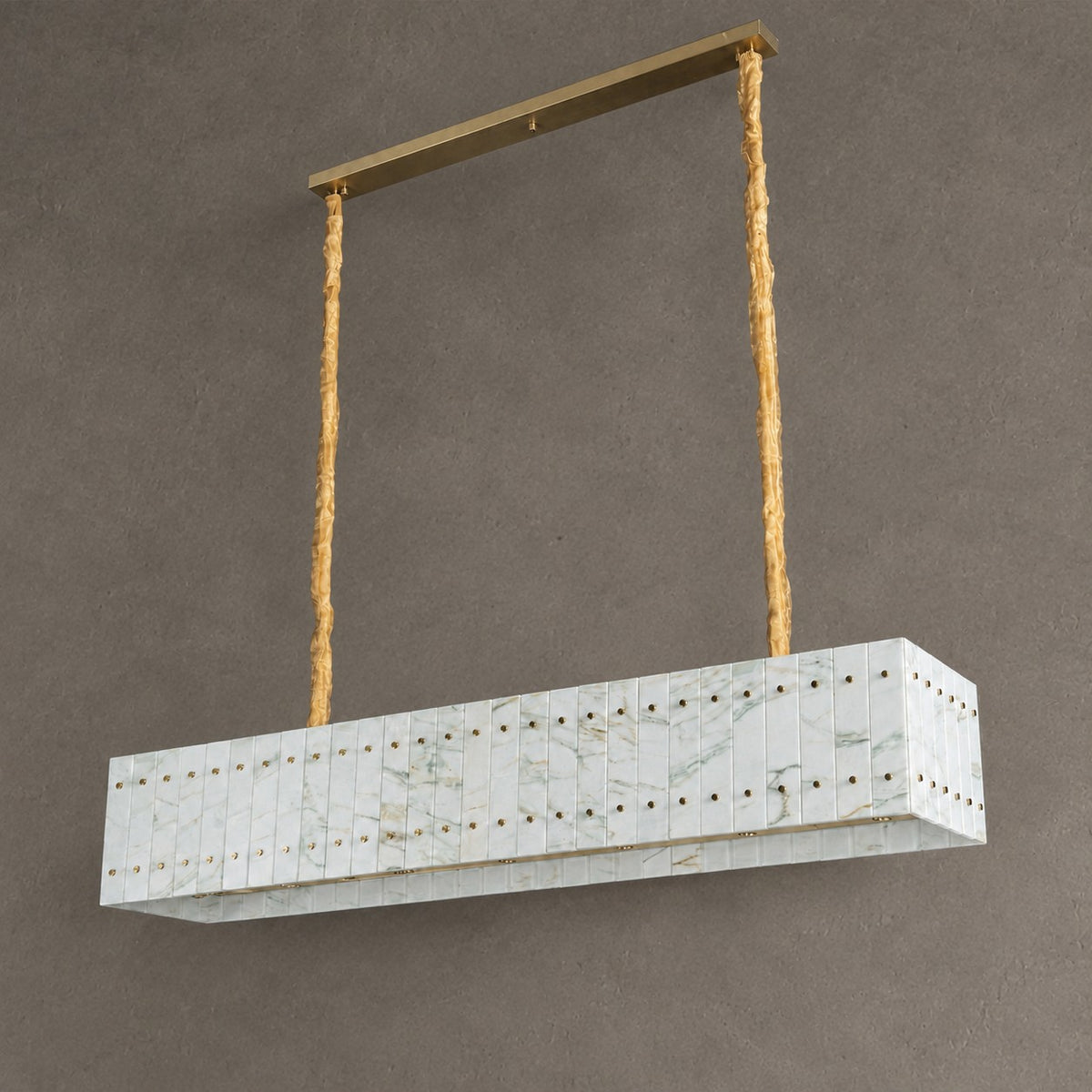 Modern Rectangular Luxury Stone Linear Chandelier