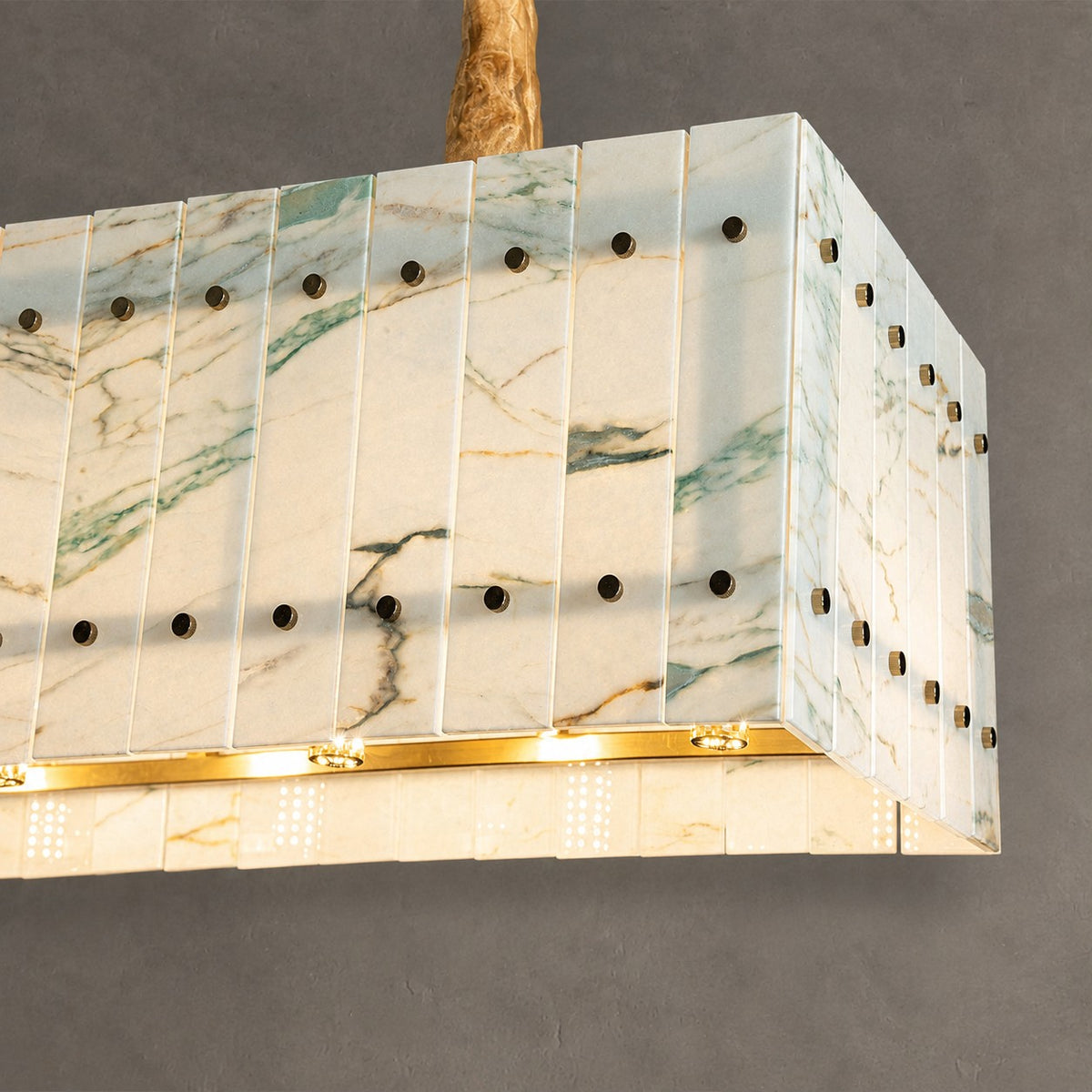 Modern Rectangular Luxury Stone Linear Chandelier