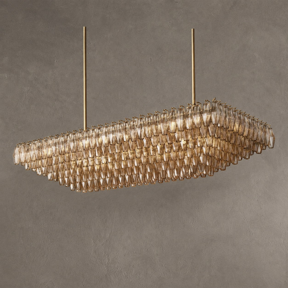 Modern Round/Rectangular/Funnel Smoke Glass Chandelier for Low-ceiling