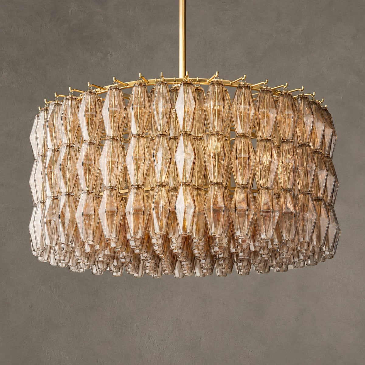 Modern Round/Rectangular/Funnel Smoke Glass Chandelier for Low-ceiling
