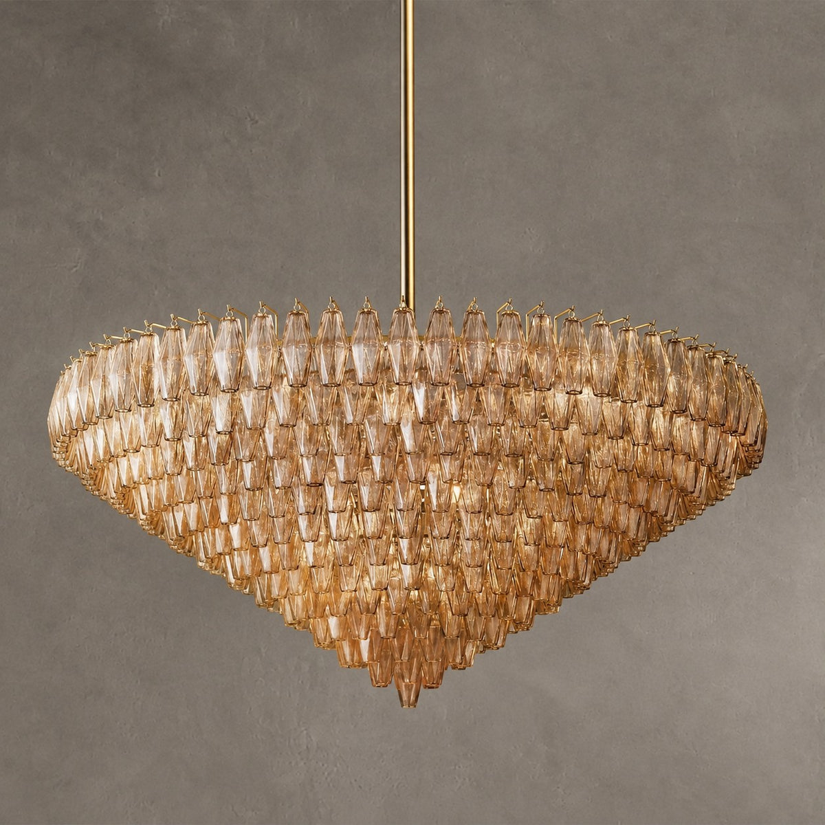 Modern Round/Rectangular/Funnel Smoke Glass Chandelier for Low-ceiling