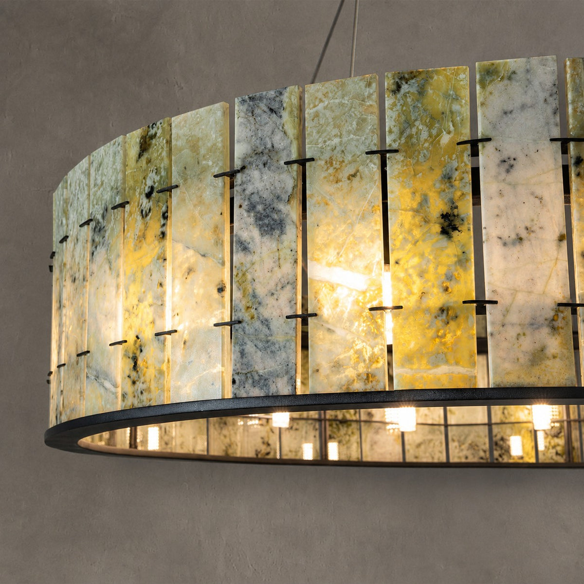 Modern Sculptural Luxury Stone Drum Chandelier