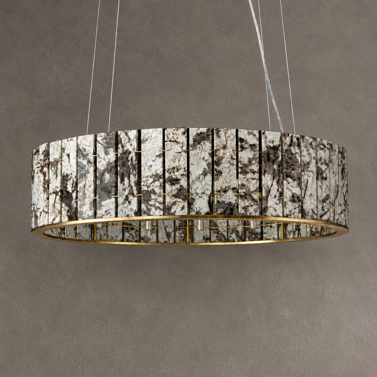 Modern Sculptural Luxury Stone Drum Chandelier