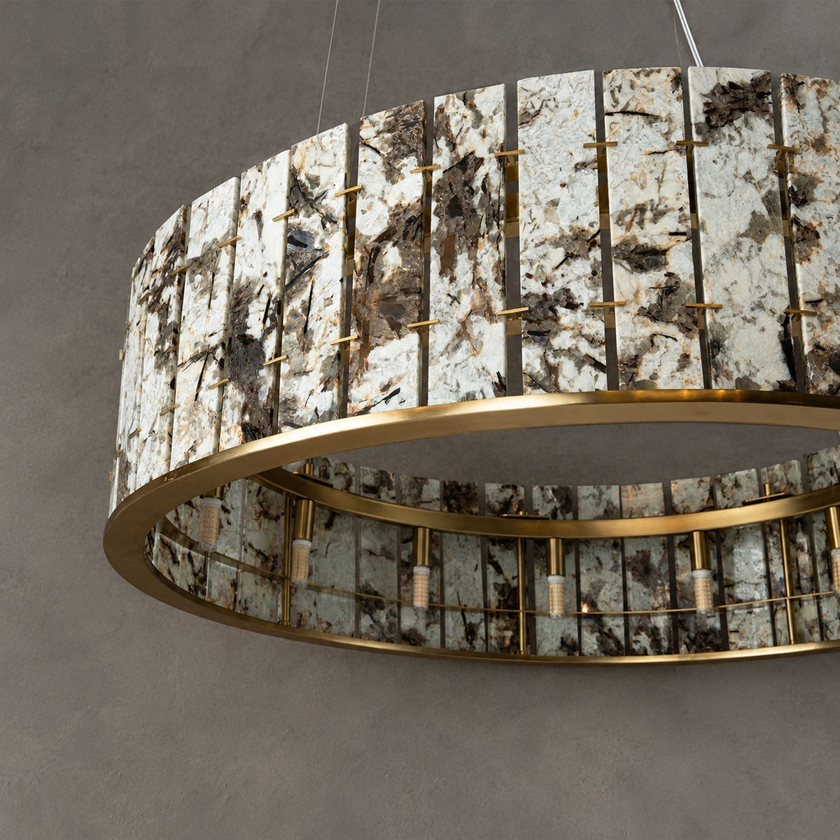 Modern Sculptural Luxury Stone Drum Chandelier