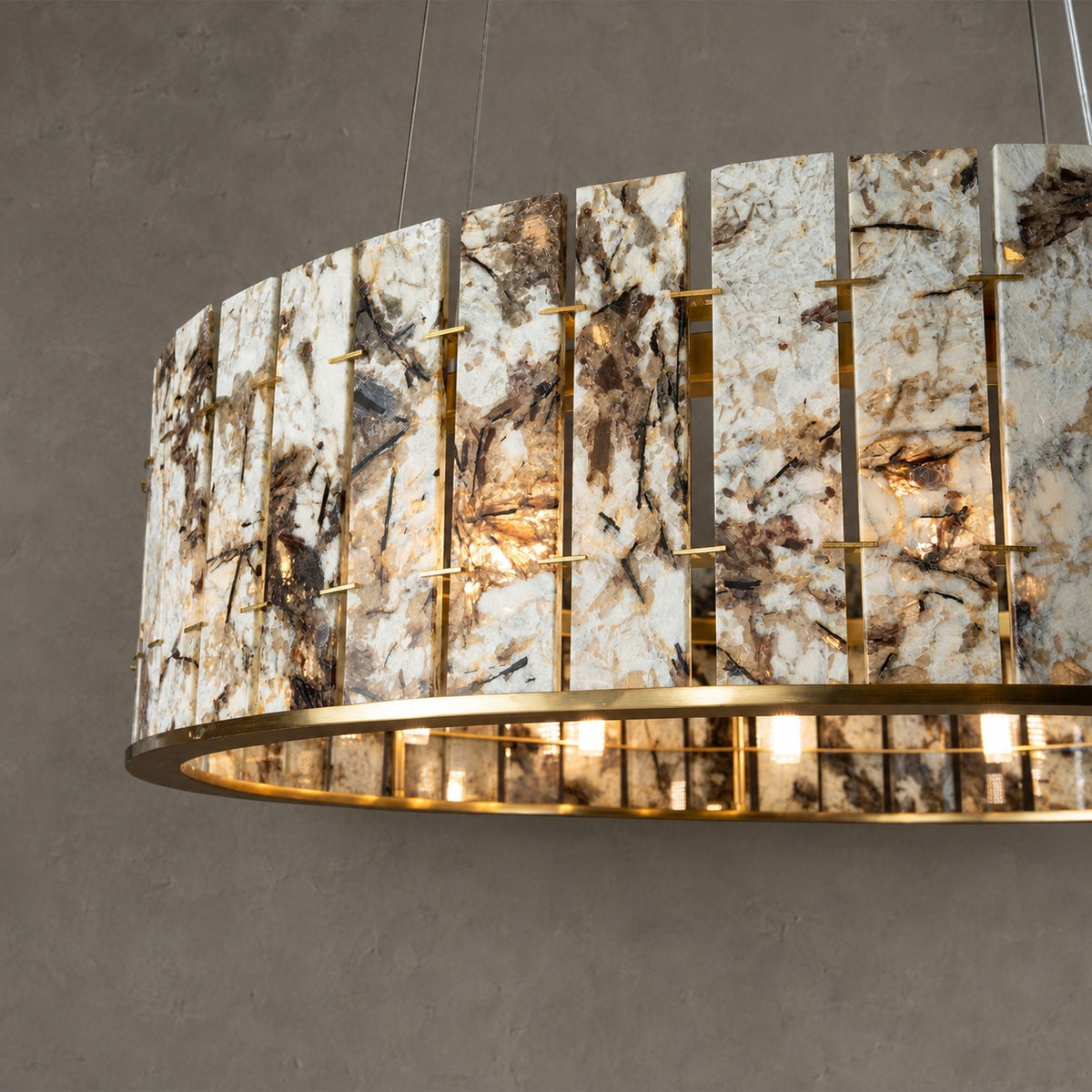 Modern Sculptural Luxury Stone Drum Chandelier