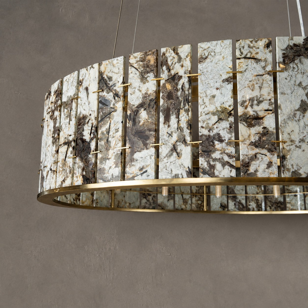 Modern Sculptural Luxury Stone Drum Chandelier