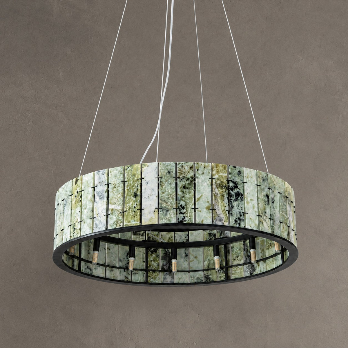 Modern Sculptural Luxury Stone Drum Chandelier