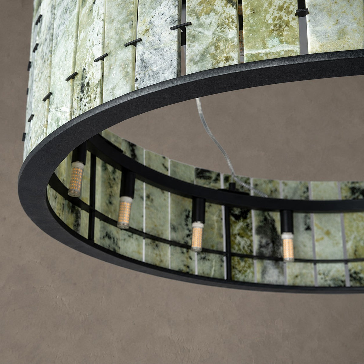 Modern Sculptural Luxury Stone Drum Chandelier