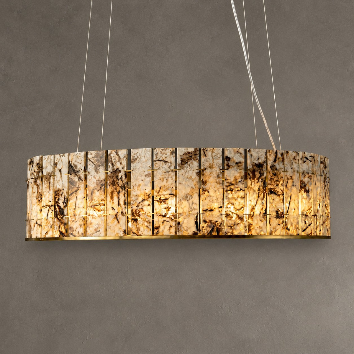 Modern Sculptural Luxury Stone Drum Chandelier
