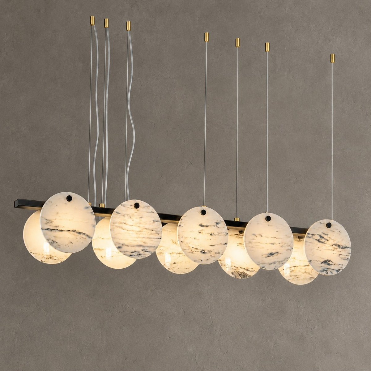Modern Sculptural Luxury stone Linear Chandelier
