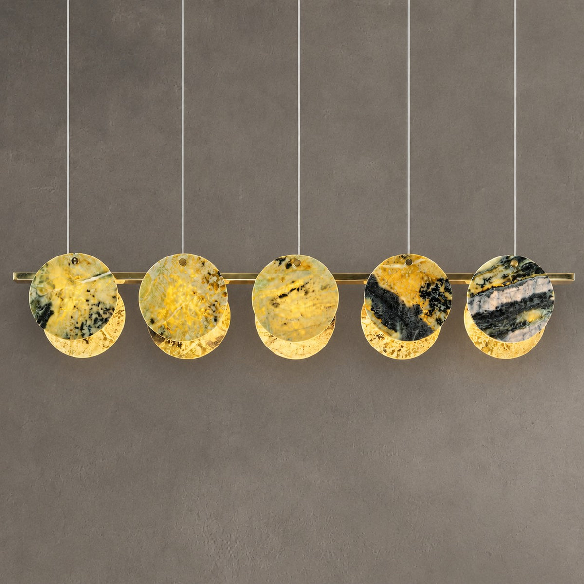 Modern Sculptural Luxury stone Linear Chandelier