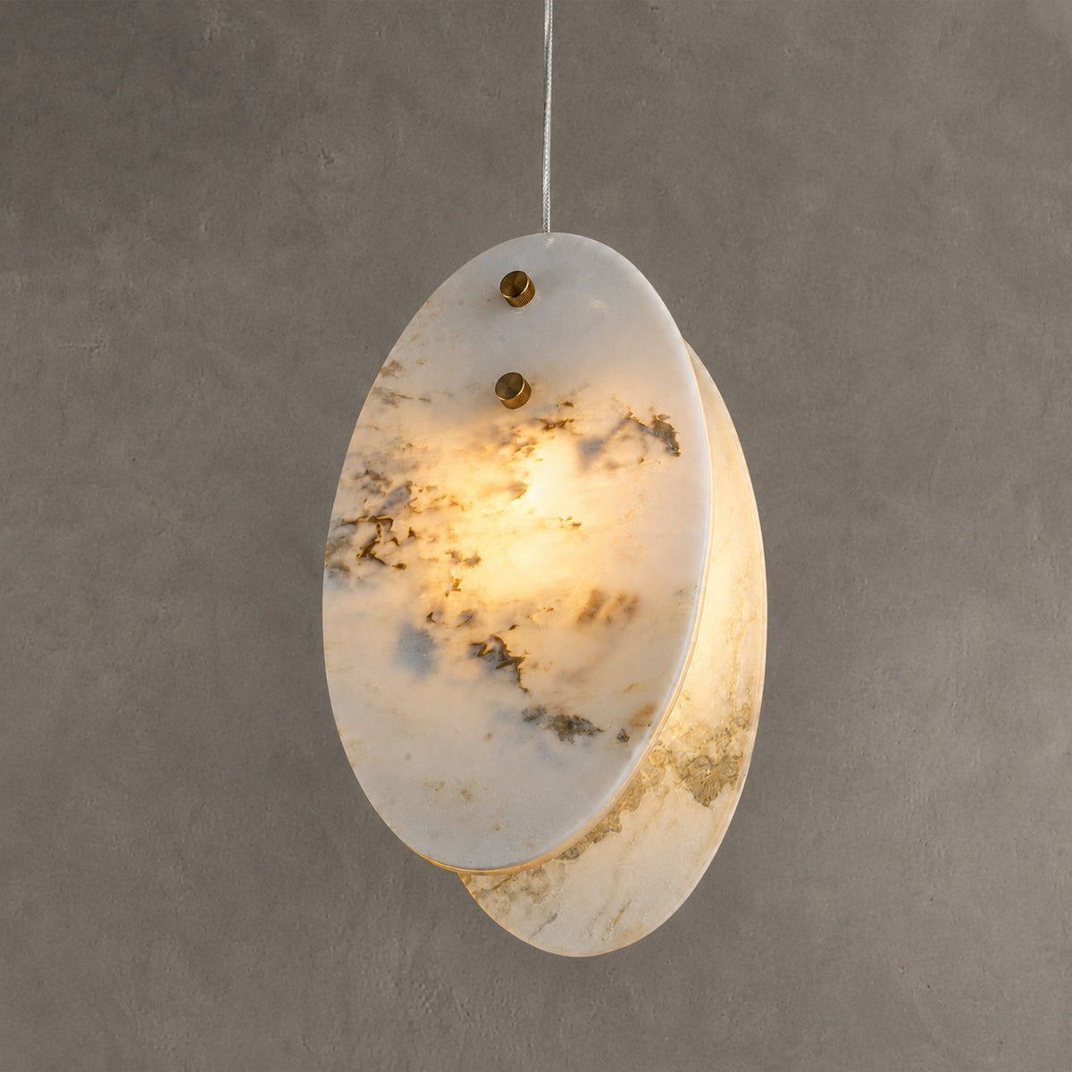 Modern Sculptural Luxury stone Oval Pendant Light Set