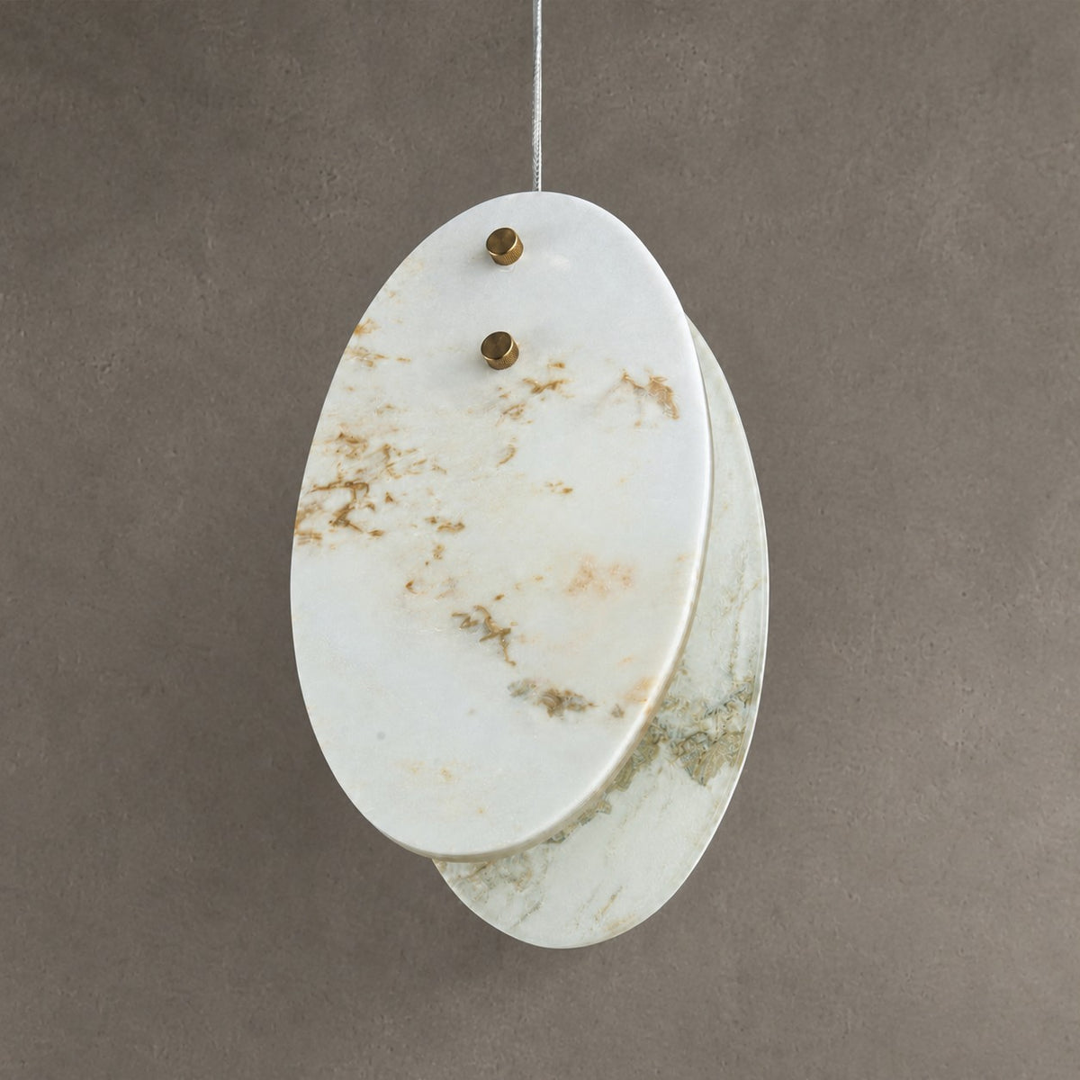 Modern Sculptural Luxury stone Oval Pendant Light Set