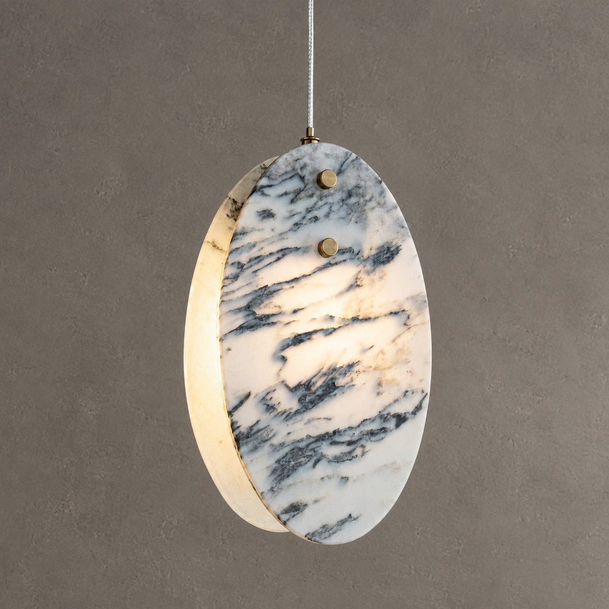 Modern Sculptural Luxury stone Oval Pendant Light Set