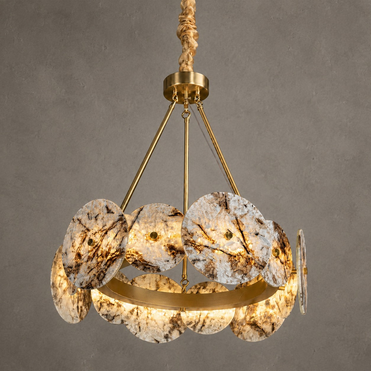Modern Sculptural Snowcrest White Luxury stone LED Chandelier