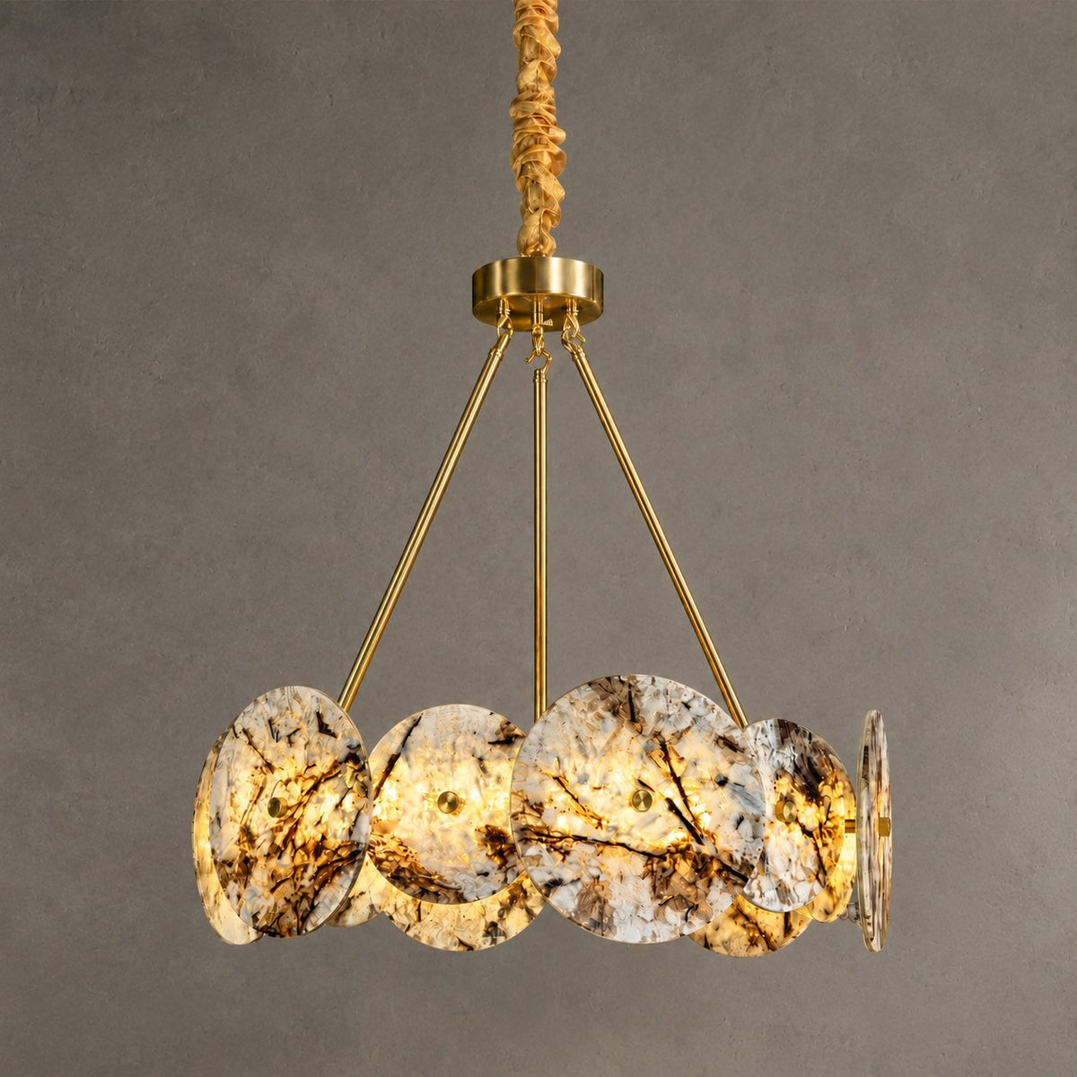 Modern Sculptural Snowcrest White Luxury stone LED Chandelier